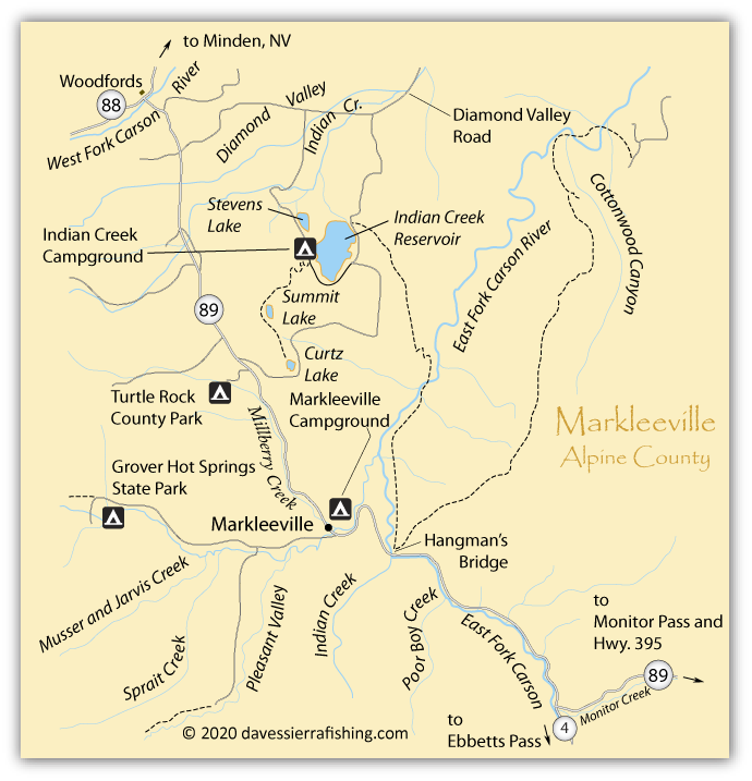 Map of East Carson River near Markleeville, Alpine County, California