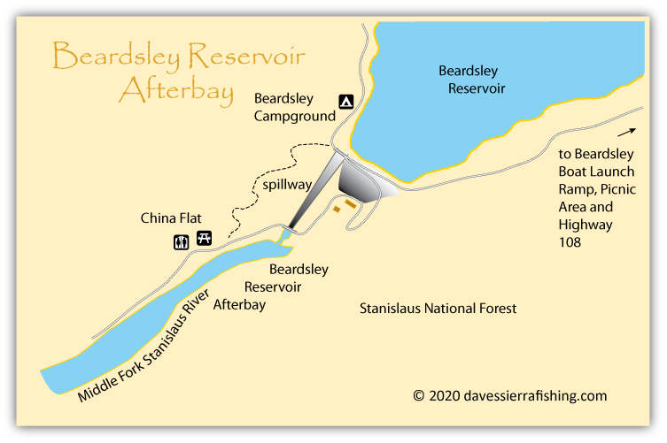 Beardsley Reservoir Afterbay map, Tuolumne County, CA