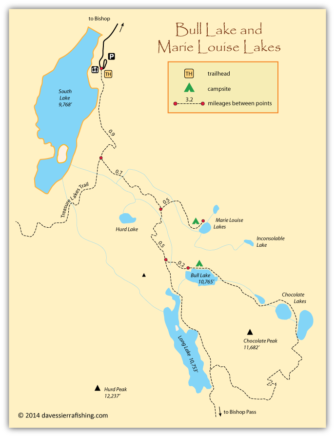 Map of Bull Lake, Inyo County, CA