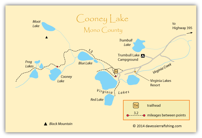 Map of Cooney Lake, Mono County, CA