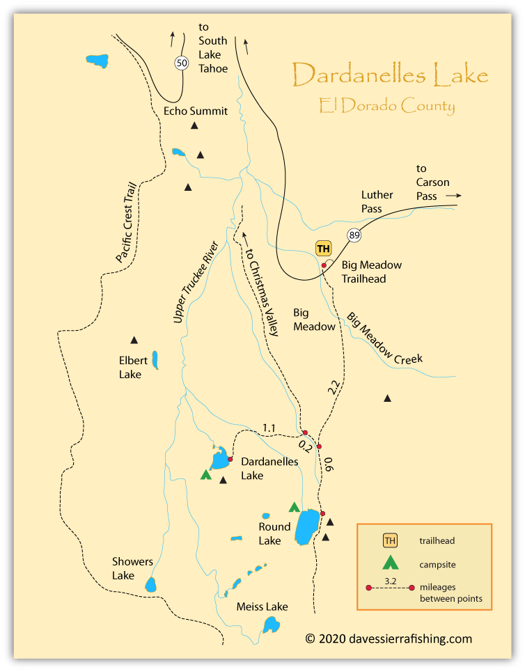 Map of Dardanelles Lake, El Dorado County, California